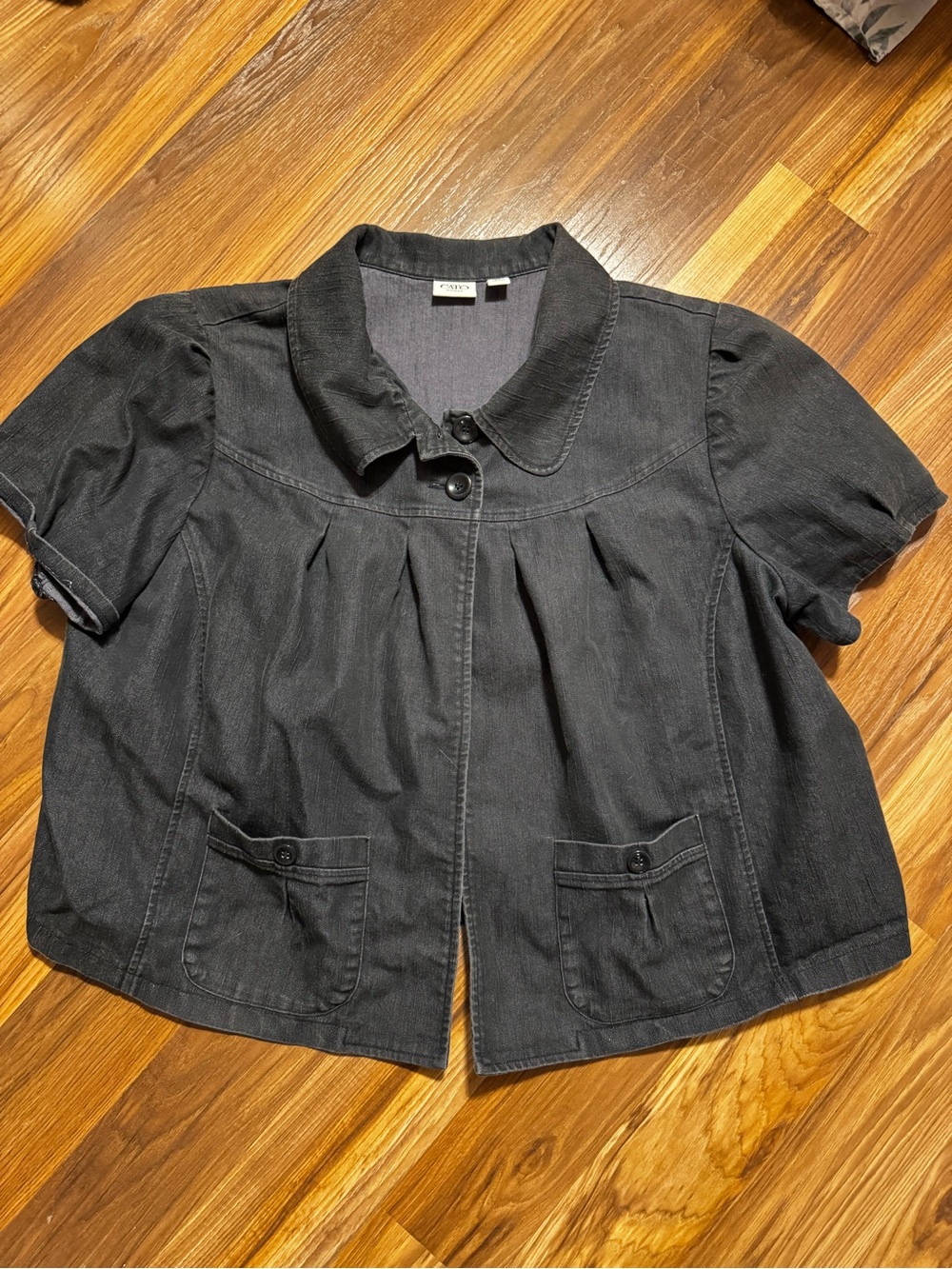 Vintage Cato Black Short-Sleeve Jean Jacket